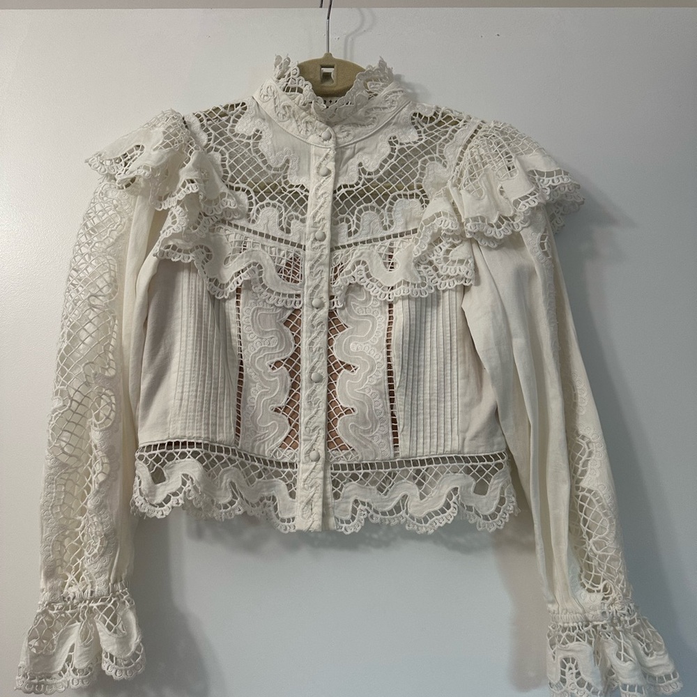 Alice + Olivia White Lace Blouse - Picture 3 of 8